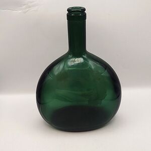 Vintage Green Glass Liquor Bottle 8.25"